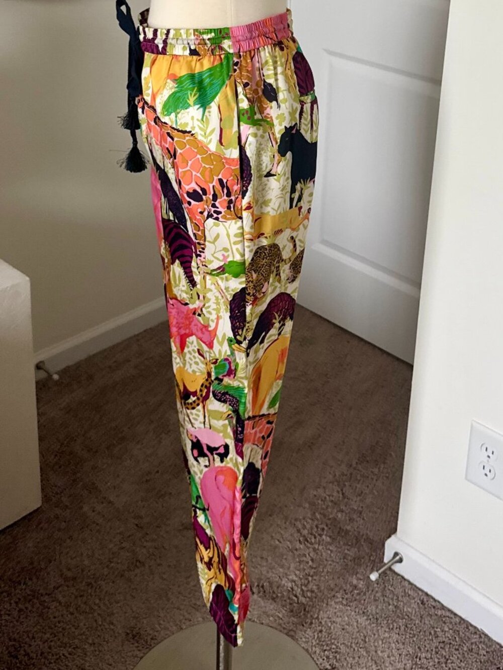 *RARE* J.Crew Size 0 Drapey Wide-leg Pant in Ratti Safari Print Elastic Waist - Picture 7 of 11